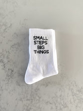 Load image into Gallery viewer, Small Steps Big Things - Slogan Crew Socks