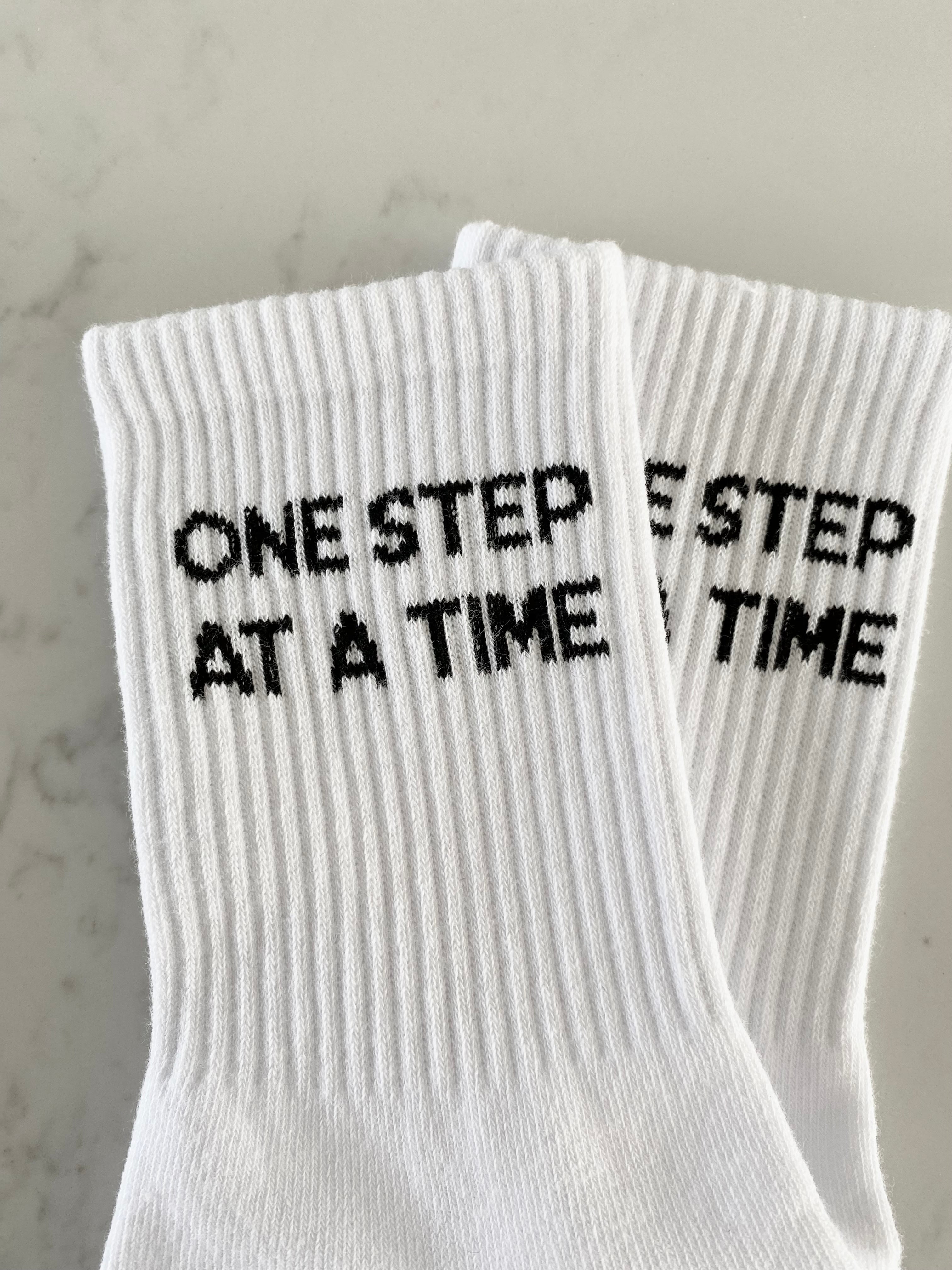 One Step at a Time - Slogan Crew Socks