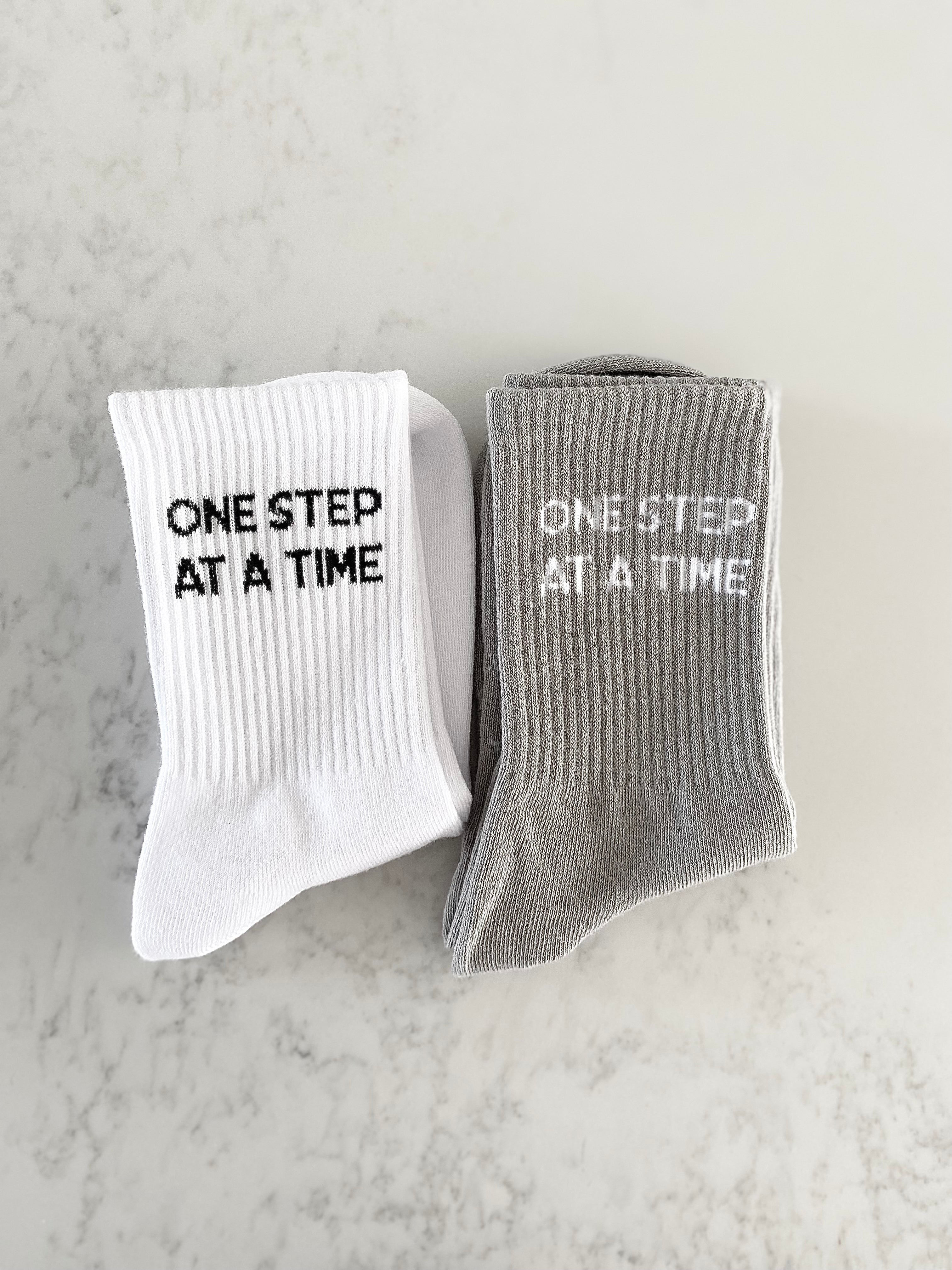 One Step at a Time - Slogan Crew Socks