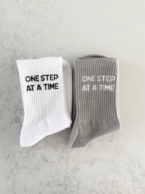 One Step at a Time - Slogan Crew Socks