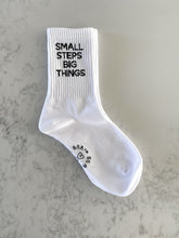 Load image into Gallery viewer, Small Steps Big Things - Slogan Crew Socks
