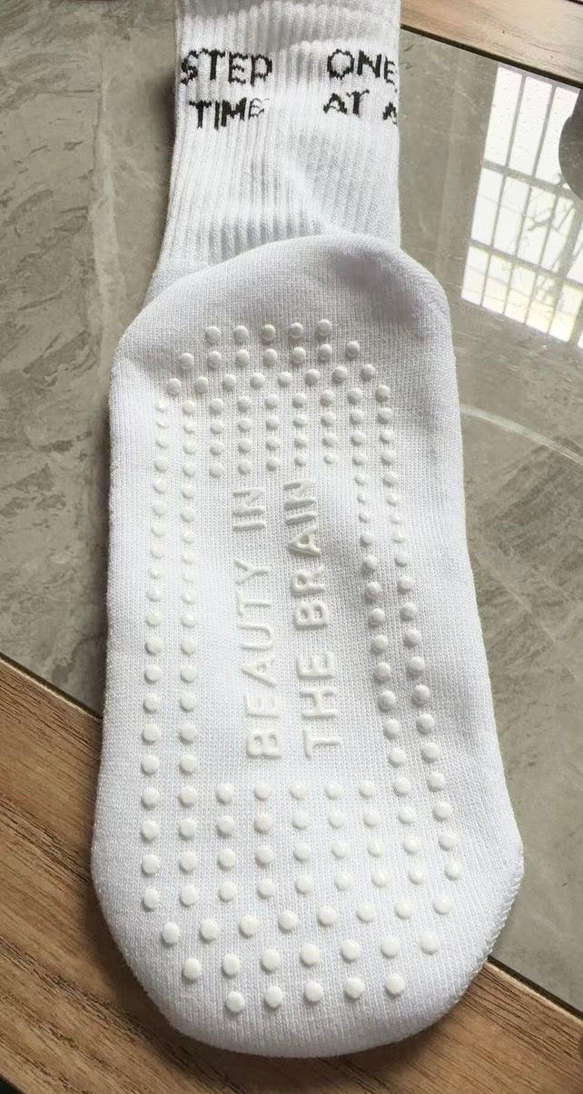 One Step at a Time - Grippy Slogan Crew Socks