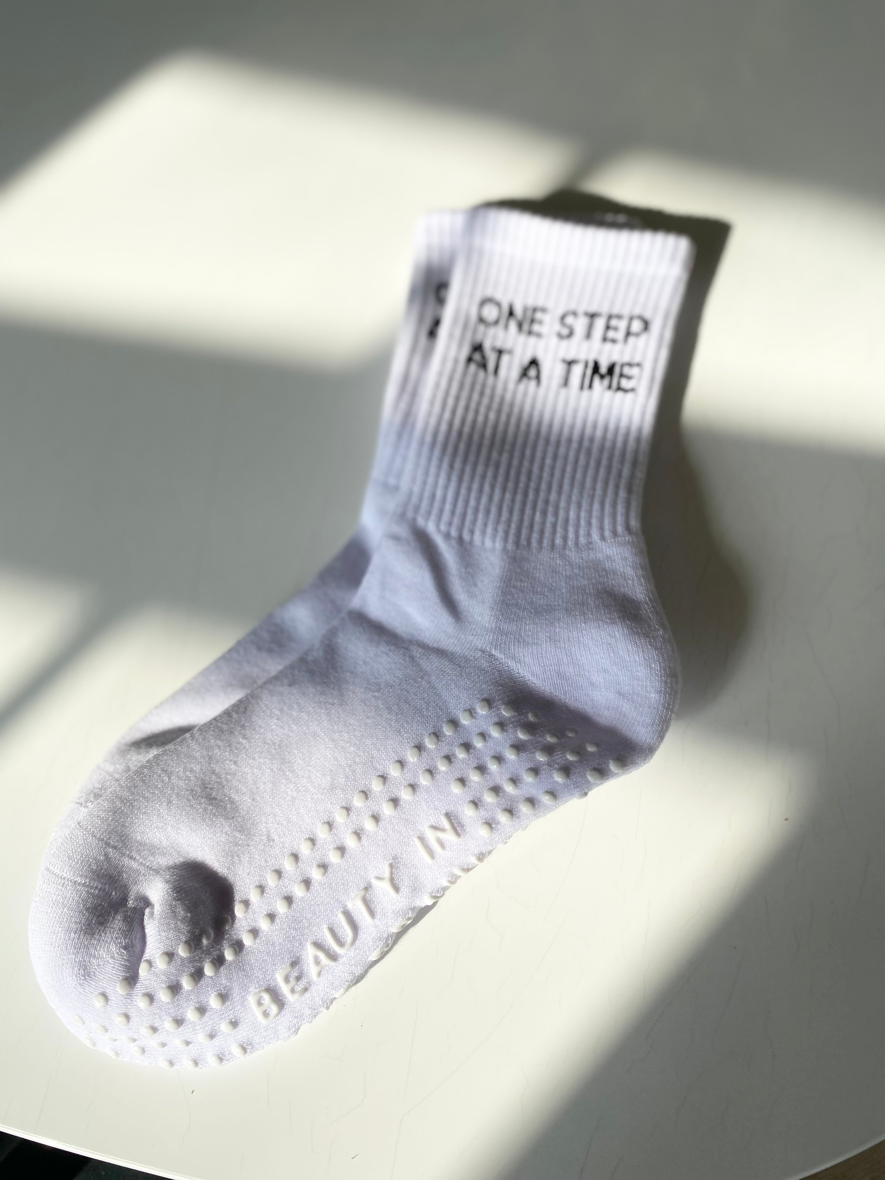 One Step at a Time - Grippy Slogan Crew Socks