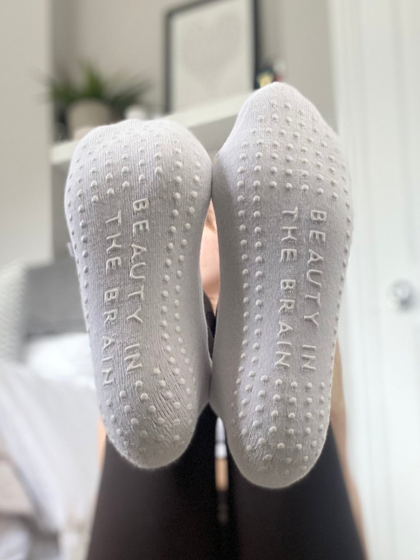 One Step at a Time - Grippy Slogan Crew Socks