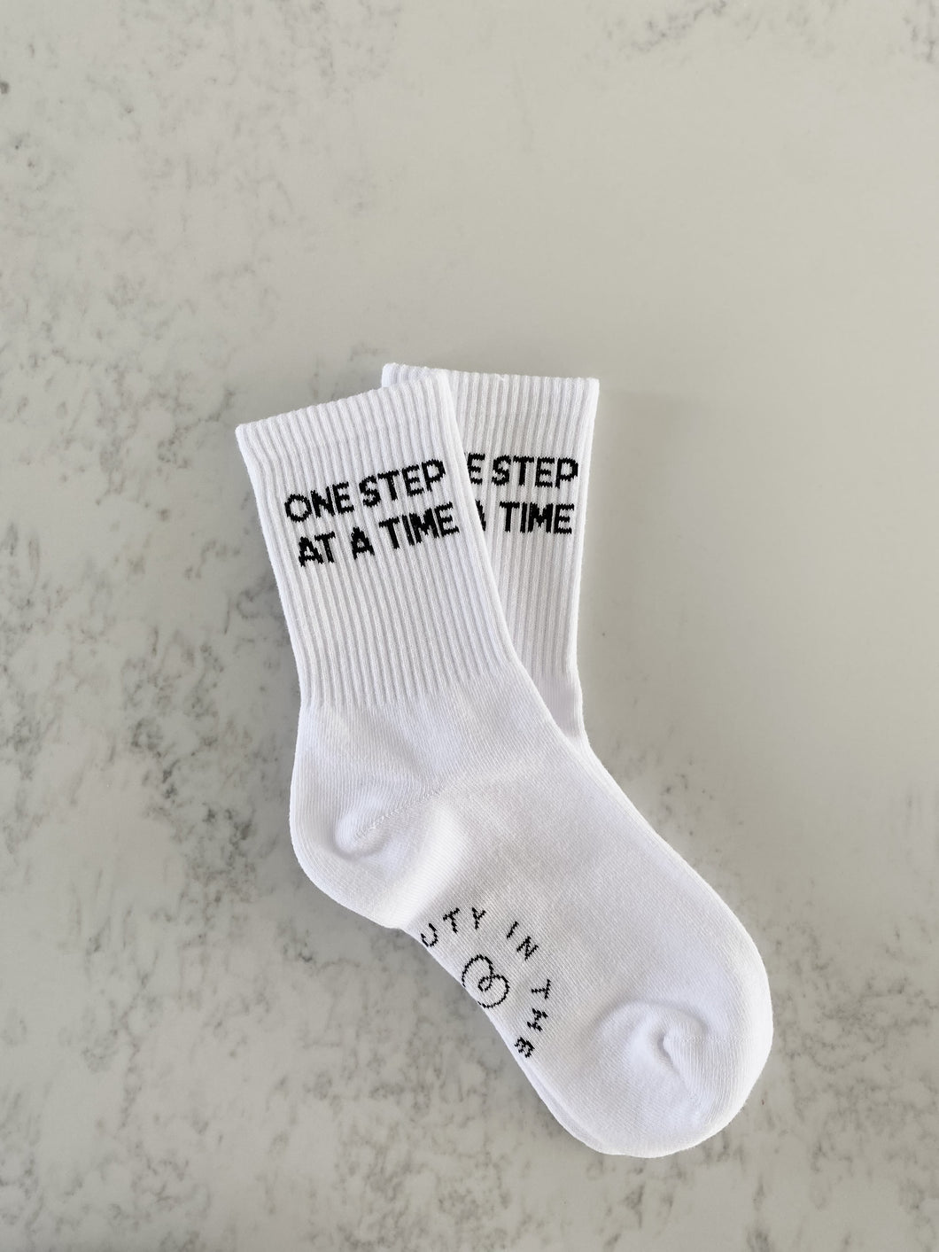 One Step at a Time - Slogan Crew Socks
