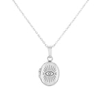 Cherished Bond - Evil Eye Locket Pendant - White Gold