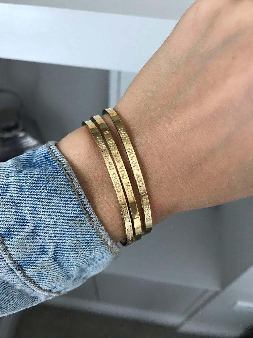 Don't Worry About a Thing - Quote Bangle - (Gold)