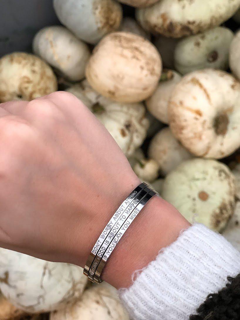 Don't Worry About a Thing - Quote Bangle (Silver)