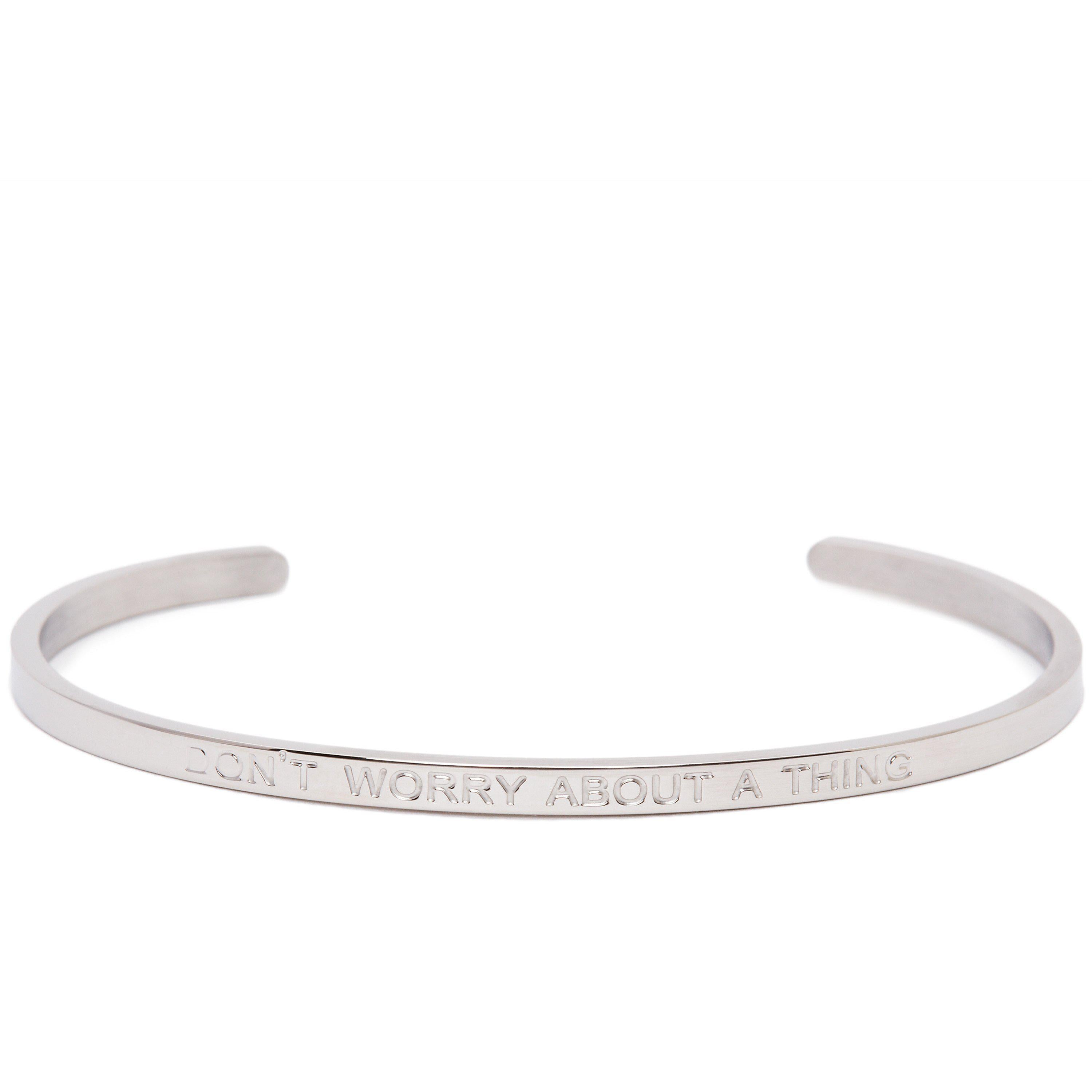 Don't Worry About a Thing - Quote Bangle (Silver)