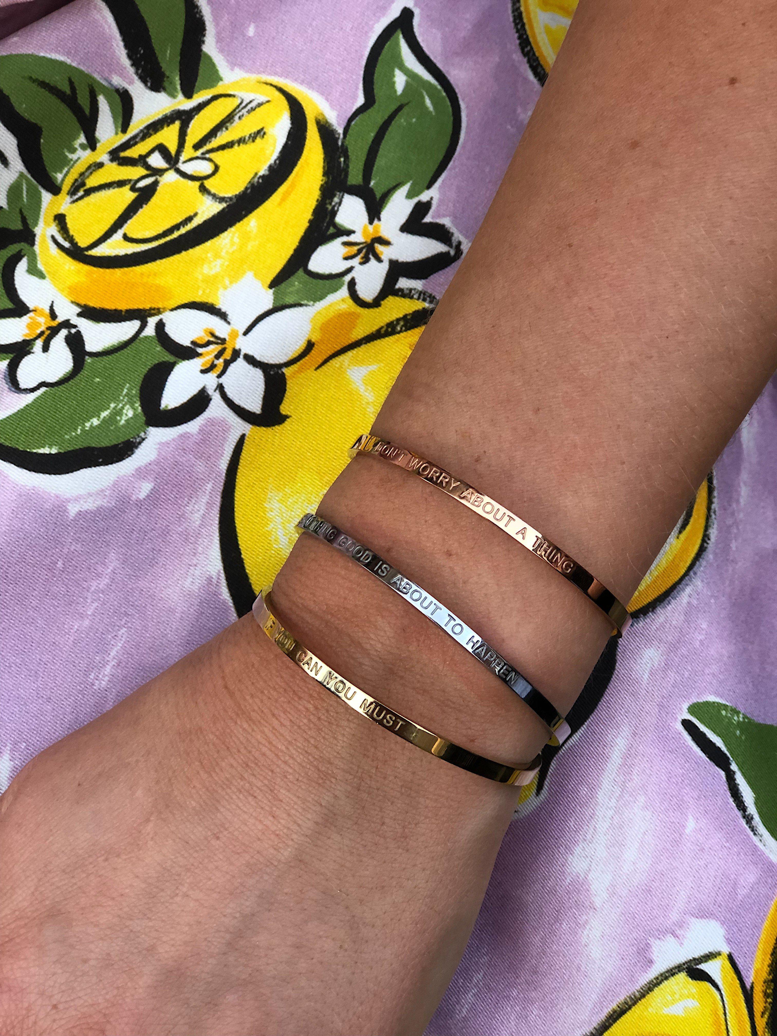 Something Good Is About To Happen - Quote Bangle - (Silver)