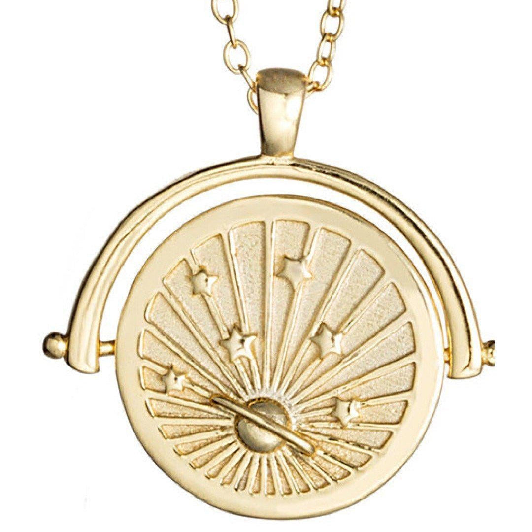 Universe Spinning Charm Necklace - Gold