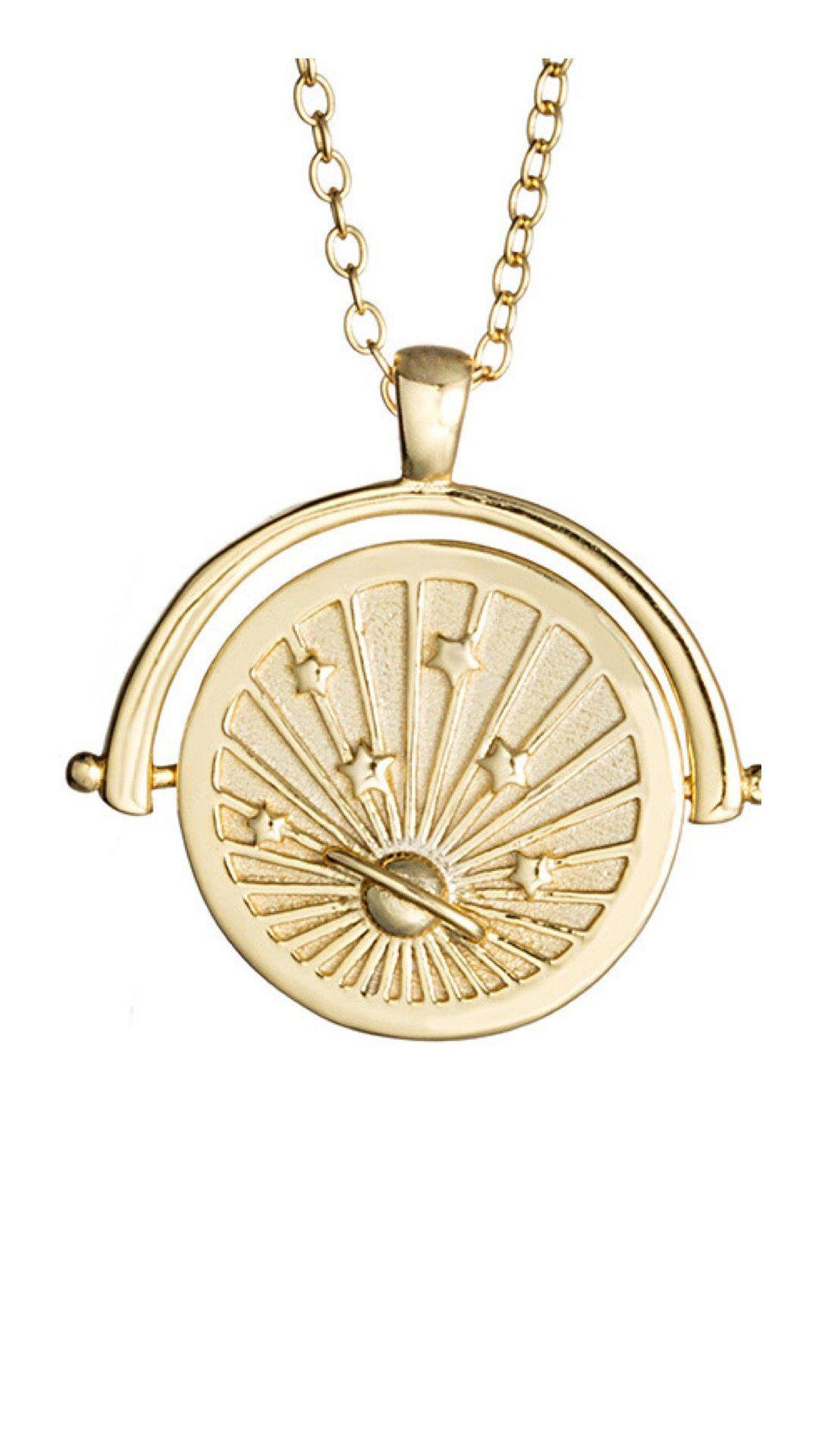 Universe Spinning Charm Necklace Gold