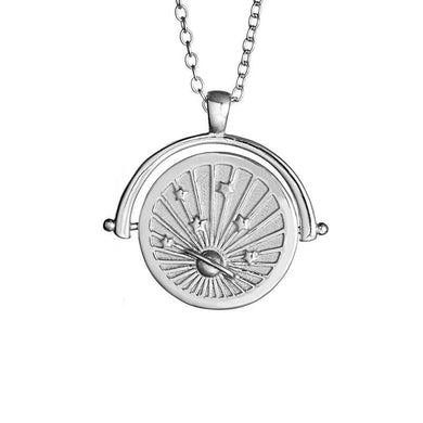 Universe Spinning Charm Necklace - Silver