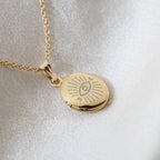 Evil Eye Memory Locket Necklace – Keepsake Jewellery - Gold & White Gold