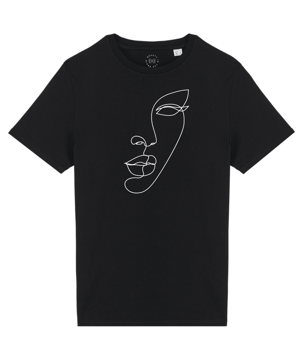 Minimal Line Art Face Organic Cotton T-Shirt