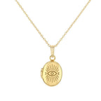 Evil Eye Memory Locket Necklace – Keepsake Jewellery - Gold & White Gold