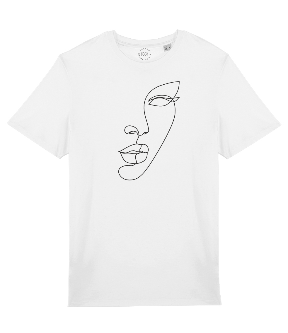 Minimal Line Art Face Organic Cotton T-Shirt